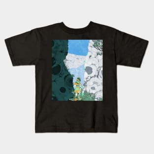 Mountain Pass Marbled Paper Collage Kids T-Shirt